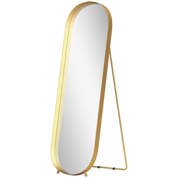 Helspeil med metallramme, 160 x 50 cm, gullfarget ramme, for stue, soverom