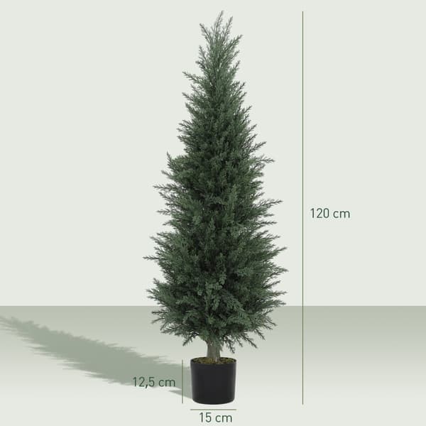 Kunstig cypres plante, 638 plastblade, med potte, UV-bestandig, grøn