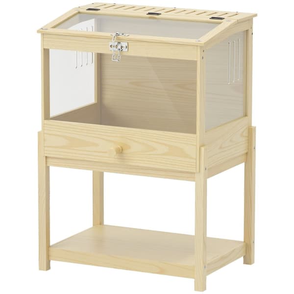 Hamsterbur 2 nivåer gnagerbur smådyrbur med hengslet lokk, stort 83,2 x 50 x 103 cm naturlig tre
