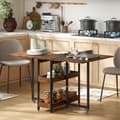 Miniatyrbillede 2 af 10: Sammenklappeligt spisebord i industrielt design, til op til 4 personer, åbne hylder, fleksibelt, metal, spånplade, brun