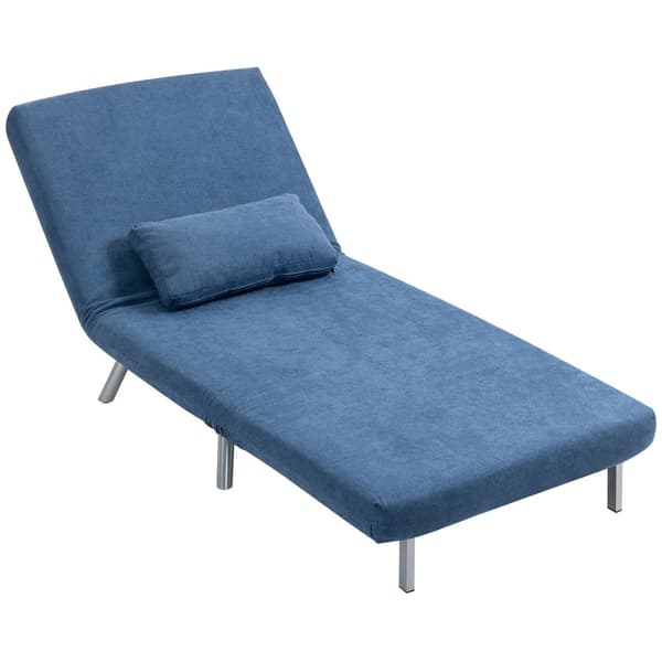 Polstret lenestol med sengefunksjon, 2-i-1 design, sovestol, gjesteseng, stofftrekk, med pute, blå