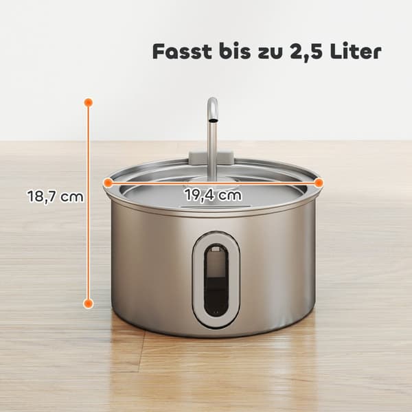 Kattefontæne 2,5L drikkefontæne til katte med støjsvag pumpe LED aktivt kulfilter 19,4 x 19,4 x 18,7 cm