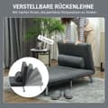 Miniatyrbillede 6 af 10: Sammenklappelig lænestol med sengefunktion, foldbar hvilestol i fløjlslook, justerbart ryglæn, 75 x 70 x 75 cm, mørkegrå