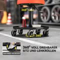 Miniatyrbillede 8 af 10: Værkstedsskammel med hjul, højdejusterbar fra 38-50cm, bæreevne op til 135 kg, Orange