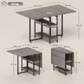 Miniatyrbilde 4 av 10: Sammenleggbart spisebord i industridesign, for inntil 4 personer, åpne hyller, fleksibelt, metall, sponplater, grå