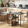 Miniatyrbilde 2 av 10: Sammenleggbart spisebord i industridesign, for inntil 4 personer, åpne hyller, fleksibelt, metall, sponplater, grå
