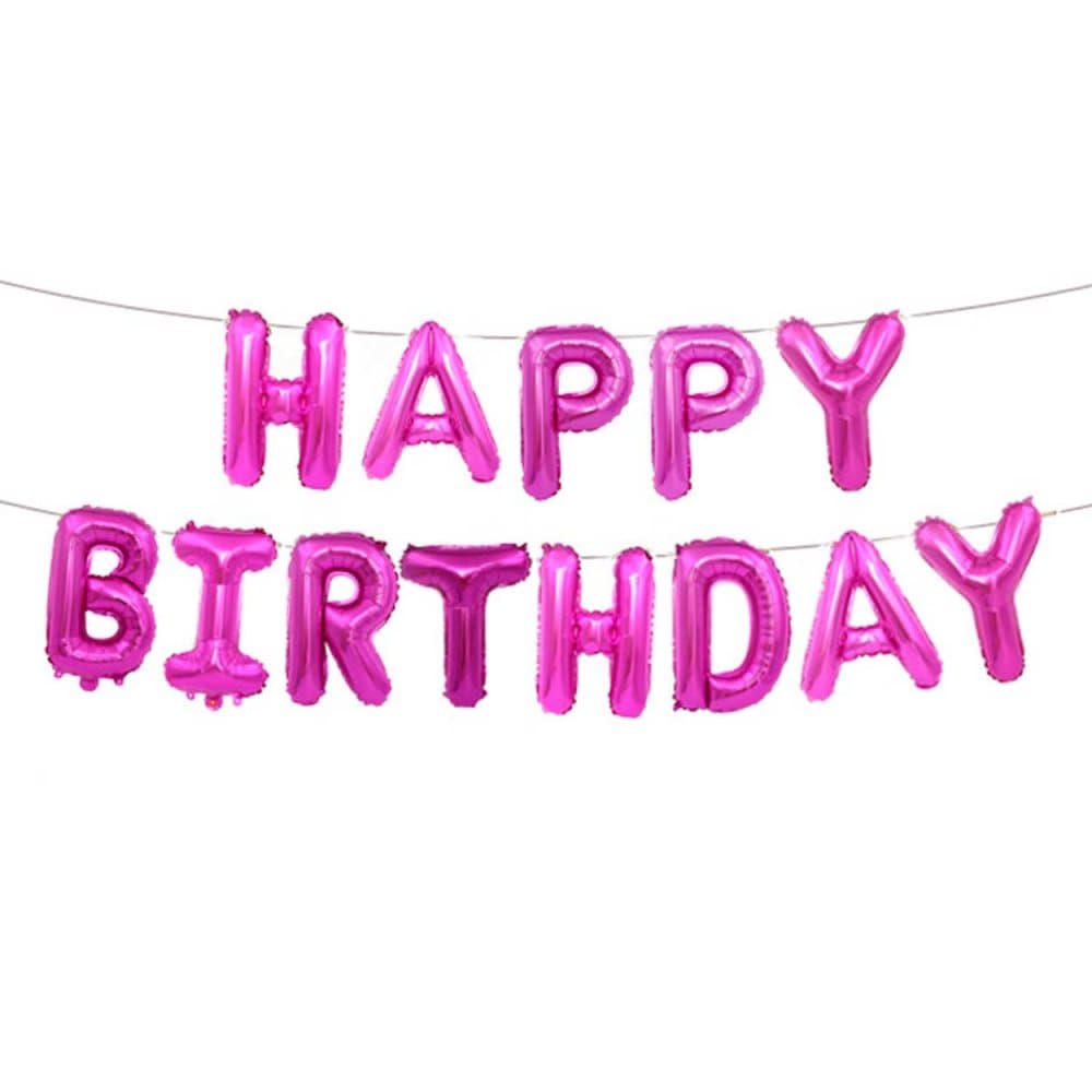 Happy Birthday Ballonger Fest Födelsedag Kalas Rosa Metallic