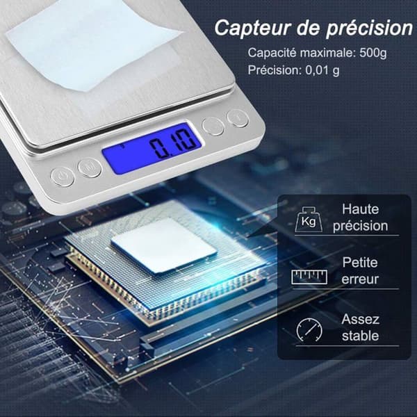 Diyife Precisionvåg 500g/0.01g, Kök/Handvåg/Smyckevåg, Hög Precision Elektronisk Vågmätare