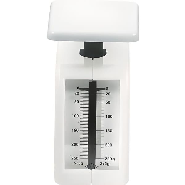 Mekanisk bokstavsvåg - Vit - 2g till 250g - Avtagbar bricka - Mått 120x110mm - Inställning 0