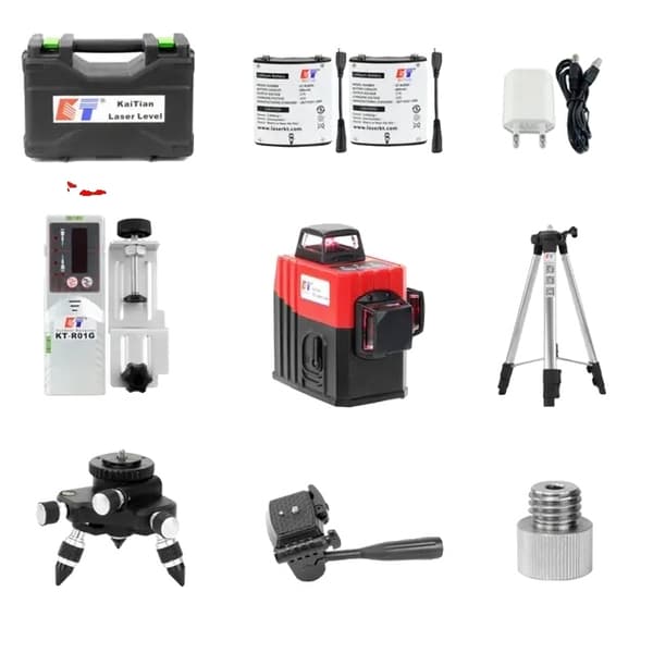3D Laser Niveau, Selvnivellering, 360 Beslag Skråfunktion, 360 Laser Tripod