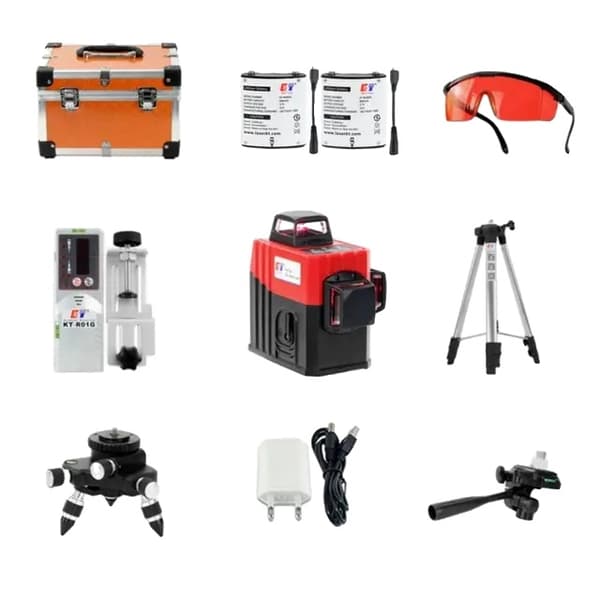 3D Laser Niveau, Selvnivellering, 360 Beslag Skråfunktion, 360 Laser Tripod
