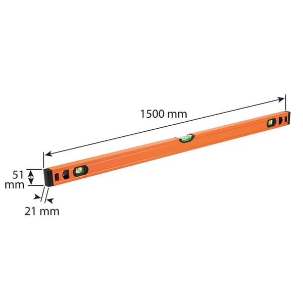 Aluminium vaterpas S 300, 3 hætteglas, 150 cm