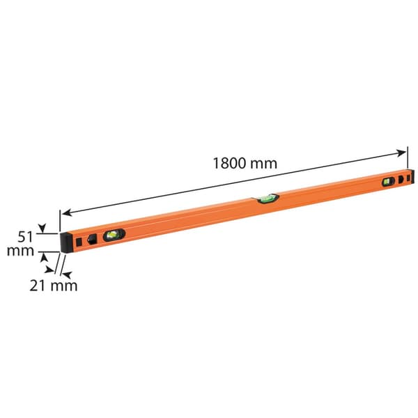 Aluminium vaterpas S 300, 3 hætteglas, 180 cm