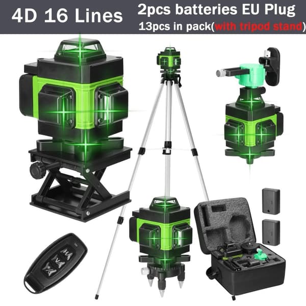 4D 16 Viivaa Laser-taso, Itsetasaus, 25m Työskentelyetäisyys,ahlenNumerot