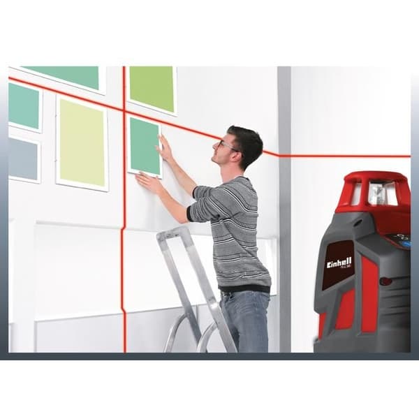 Einhell korskrixtnivell TE-LL 360 (Räckvidd 20 m, Digital vattenpass), Levereras med väggfäste och förvaringsväska.