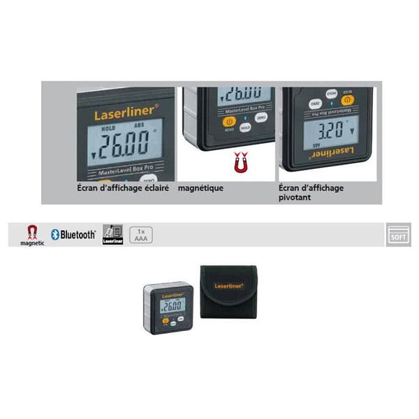 Laserliner MasterLevel Box Pro, Svart, Degree, AAA-LR03, 1,5 V, 0 - 50 Â ° C, -20 - 70 Â ° C