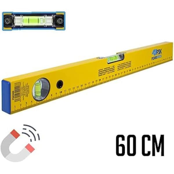 Ferrestock FS554 aluminiumnivå - Magnetisk bas 60 cm - Gul