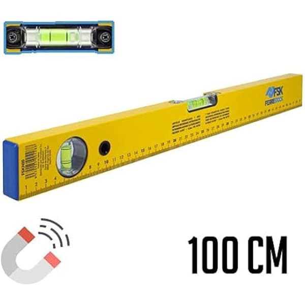 Magnetbas i aluminiumnivå 100 cm Ferrestock FS556 - Gul