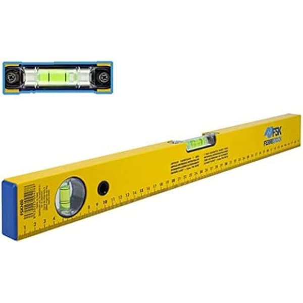 Ferrestock FS548 rektangulär aluminiumnivå - gul - mäter exakta vinklingsdetaljer - 50 cm