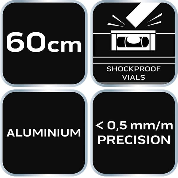 Aluminium vaterpas S 300, 3 hætteglas, 60 cm