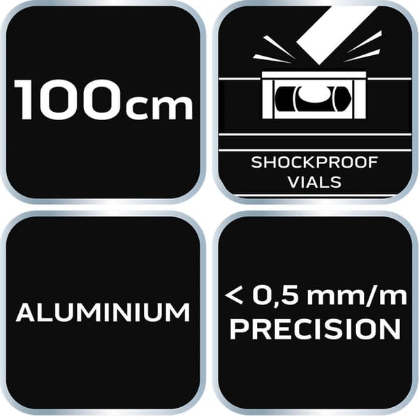 Aluminium vaterpas S 300, 3 hætteglas, 100 cm