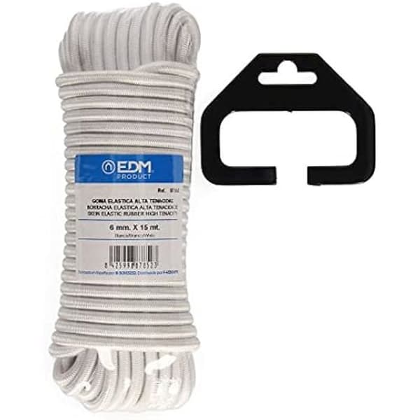 Elastiskt gummi - EDM - 15 m - High Tension - Kaliber 6 mm - Vit