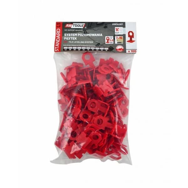 Awtools - AW30387 - STANDARD KAKELNIVÅSYSTEM 3,0 mm - 7-15 mm - KLIP 100 st.