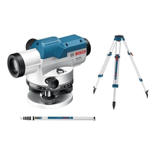 Bosch GOLD 26 D Professional optisk nivå - 26x förstoring - Räckvidd 100m - Box med tillbehör Svart, Blå, Silver
