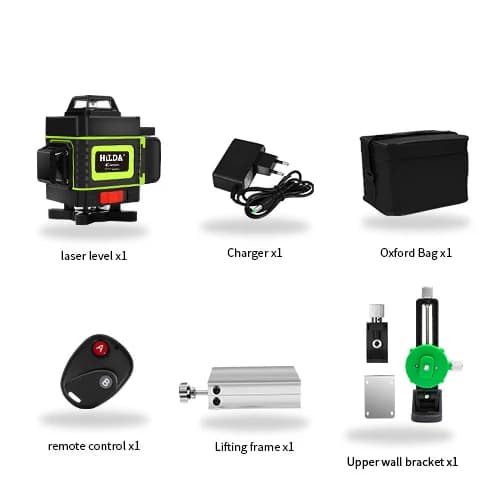 Laser-taso, 16 viivaa, itsetasaava, vihreä laser-säde, set2