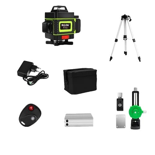 Laser-taso, 16 viivaa, itsetasaava, vihreä laser-säde, set3