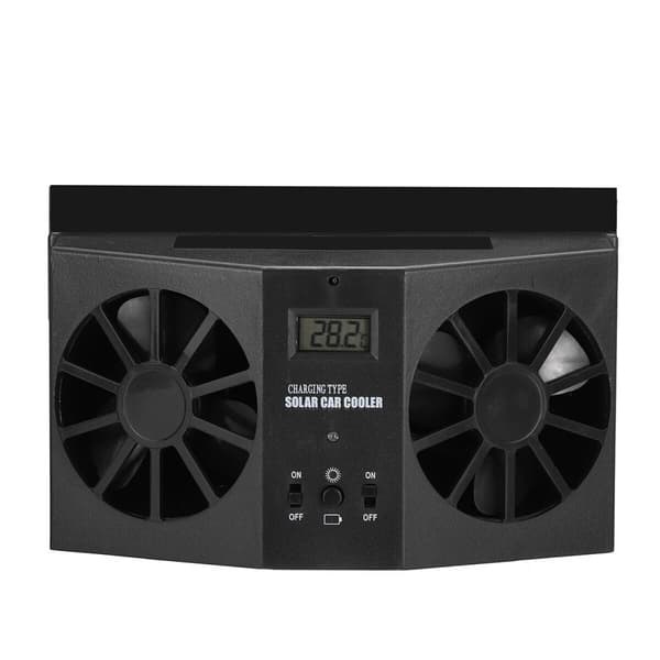 Solar Dual Fan Auto Autovindue forrude Auto Air Vent Outlet Ventilator Cooler – Sort