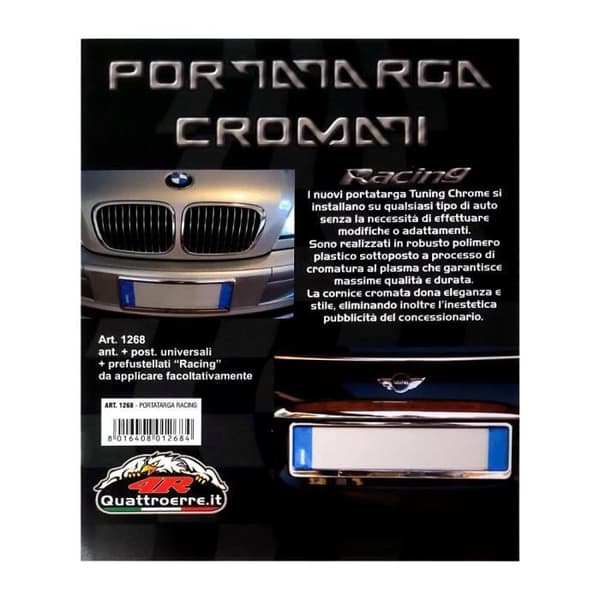 Bilnummerskylthållare, Krom, Fram och Bak, Universal