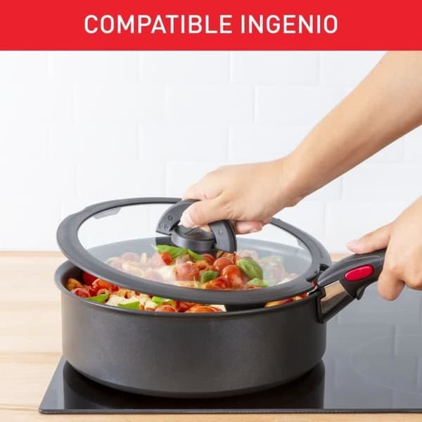 TEFAL INGENIO Glaslock 16 cm, Fällbart handtag, Snabbmatlagning, Ingenio-kompatibel, Tål diskmaskin L9846102