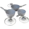 Miniatyrbild 3 av 4: Salter Set av 3 non-stick kastruller i smitt aluminium BW02986G Marble Collection, 16/18/20 cm, Grå.