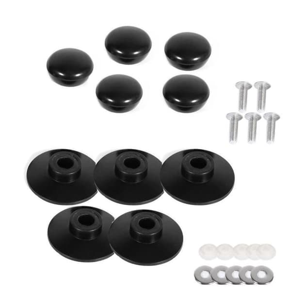 Knopprygg - YOLISTAR - Paket med 5 - Svart - Metall och gummi - Diameter 3,6 cm - Kastrullock