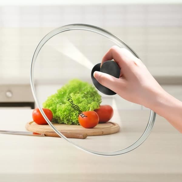 Kastrullock - Cheffinger - 20 cm - Ultra-resterande Glas - Bakelit Handtag - Transparent