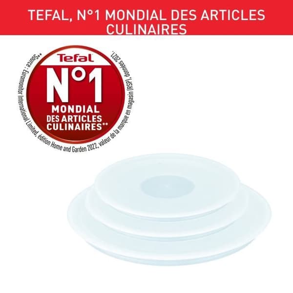 TEFAL INGENIO Lufttäta lock 16/18/20 cm, Kylskåpskompatibel, Ingeniokompatibel, Kompatibel med diskmaskin L9849002