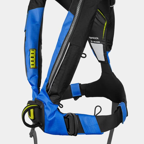 Uppblåsbar flytväst Spinlock Deckvest 6D 170N HRS Pacific Blue, automatisk + kolsyrepatron 33 gram Flytväststorlek: One-Size (50+ kg)
