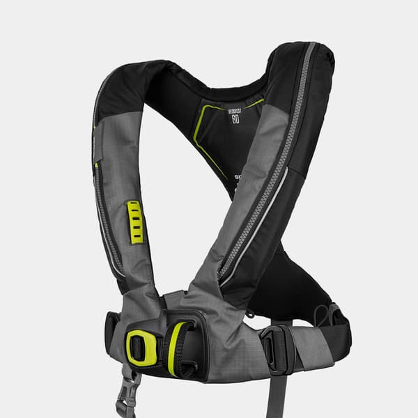 Uppblåsbar flytväst Spinlock Deckvest 6D 275N HRS Black, automatisk + kolsyrepatron 60 gram Flytväststorlek: One-Size (50+ kg)