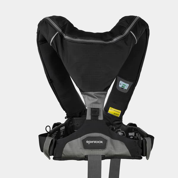Uppblåsbar flytväst Spinlock Deckvest 6D 275N HRS Black, automatisk + kolsyrepatron 60 gram Flytväststorlek: One-Size (50+ kg)