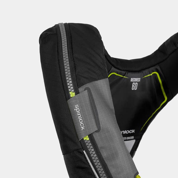 Uppblåsbar flytväst Spinlock Deckvest 6D 275N HRS Black, automatisk + kolsyrepatron 60 gram Flytväststorlek: One-Size (50+ kg)