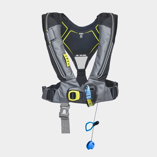 Uppblåsbar flytväst Spinlock Deckvest 6D 275N HRS Black, automatisk + kolsyrepatron 60 gram Flytväststorlek: One-Size (50+ kg)