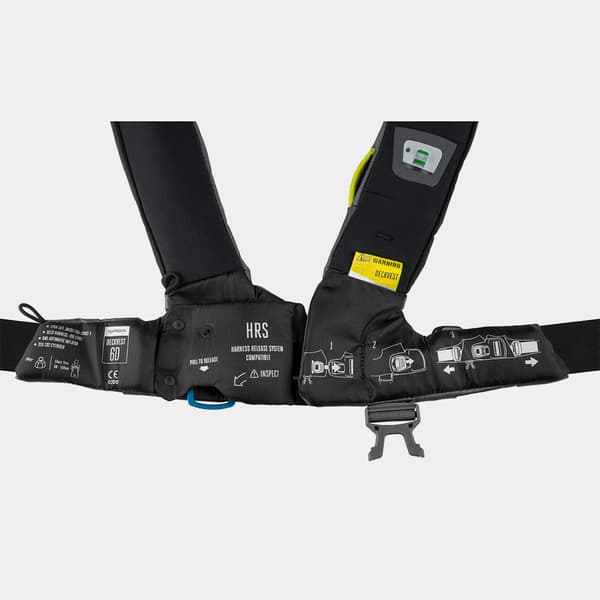 Uppblåsbar flytväst Spinlock Deckvest 6D 275N HRS Black, automatisk + kolsyrepatron 60 gram Flytväststorlek: One-Size (50+ kg)