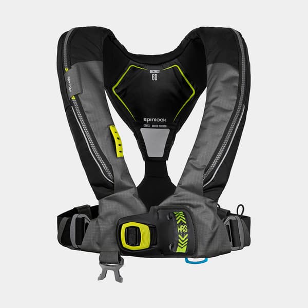 Uppblåsbar flytväst Spinlock Deckvest 6D 275N HRS Black, automatisk + kolsyrepatron 60 gram Flytväststorlek: One-Size (50+ kg)