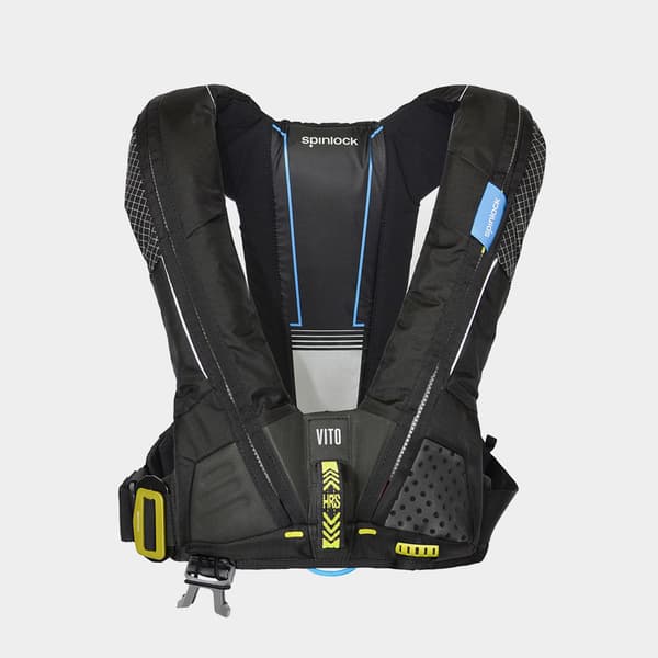 Uppblåsbar flytväst Spinlock Deckvest Vito 170N HRS Black, automatisk + kolsyrepatron 33 gram Flytväststorlek: One-Size (50+ kg)