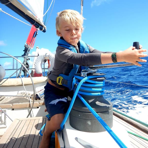Uppblåsbar flytväst för barn Spinlock Deckvest Cento 100N Pacific Blue, automatisk + kolsyrepatron 20 gram Flytväststorlek: One-Size (20 - 50 kg)