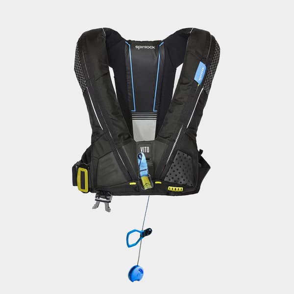 Uppblåsbar flytväst Spinlock Deckvest Vito 275N HRS Black, automatisk + kolsyrepatron 60 gram Flytväststorlek: One-Size (50+ kg)