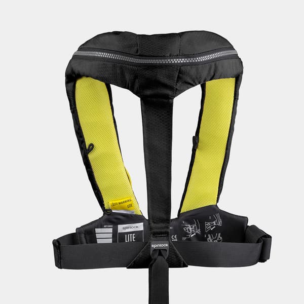 Uppblåsbar flytväst Spinlock Deckvest LITE 170N Black, automatisk + kolsyrepatron 33 gram Flytväststorlek: One-Size (50+ kg)