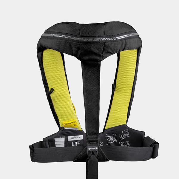 Uppblåsbar flytväst Spinlock Deckvest LITE+ 170N Black, automatisk + kolsyrepatron 33 gram Flytväststorlek: One-Size (50+ kg)
