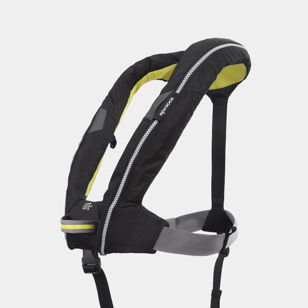 Uppblåsbar flytväst Spinlock Deckvest LITE+ 170N Black, automatisk + kolsyrepatron 33 gram Flytväststorlek: One-Size (50+ kg)